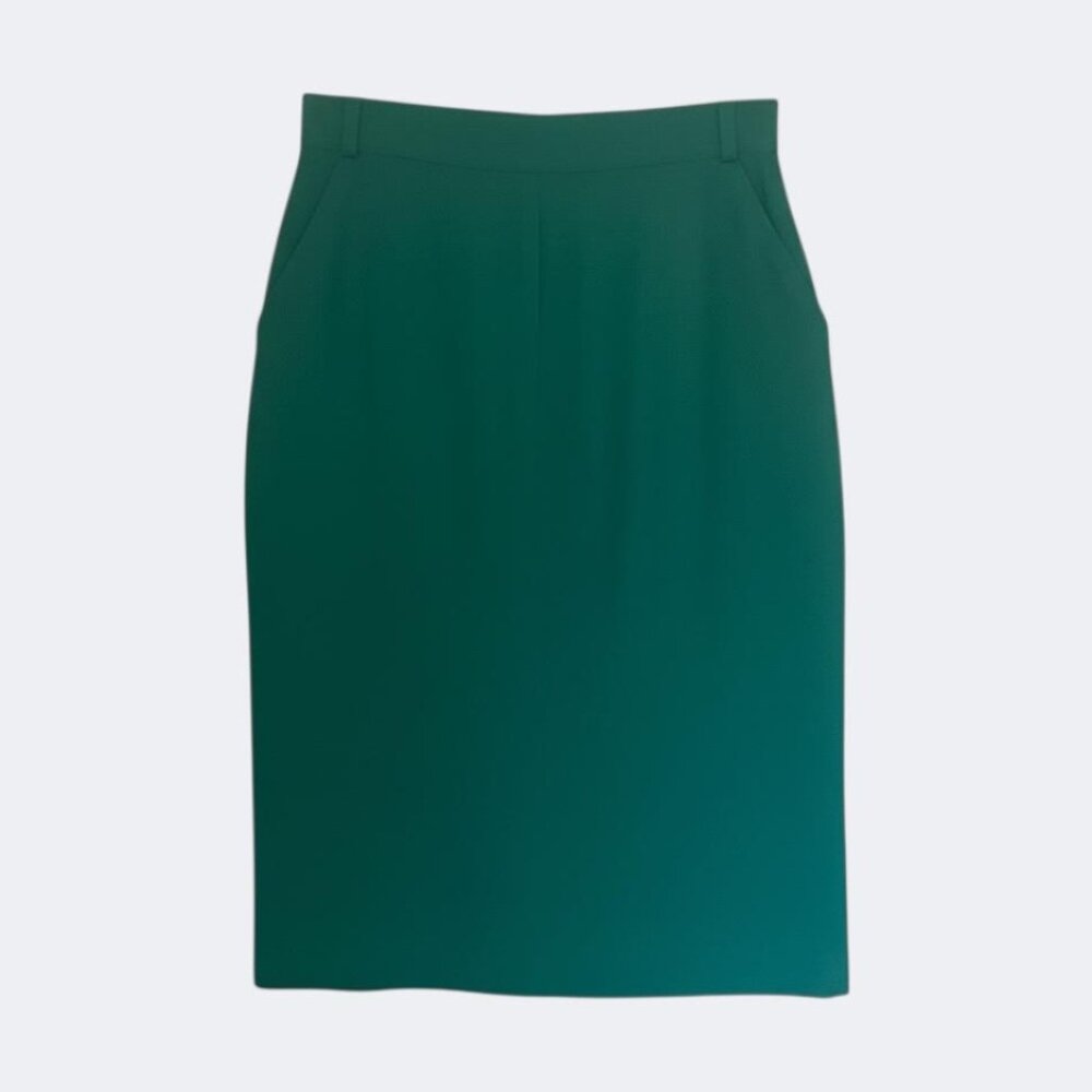 Emerald Green Wool Pencil Skirt